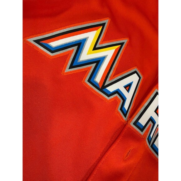 Miami Marlins Jersey Mens Medium Orange MLB Baseball Giancarlo Stanton Majestic - Picture 14 of 15